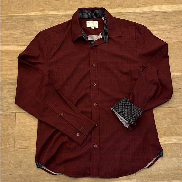 Men's Deep Red Casual Button Down Shirt - Picture 1 of 3